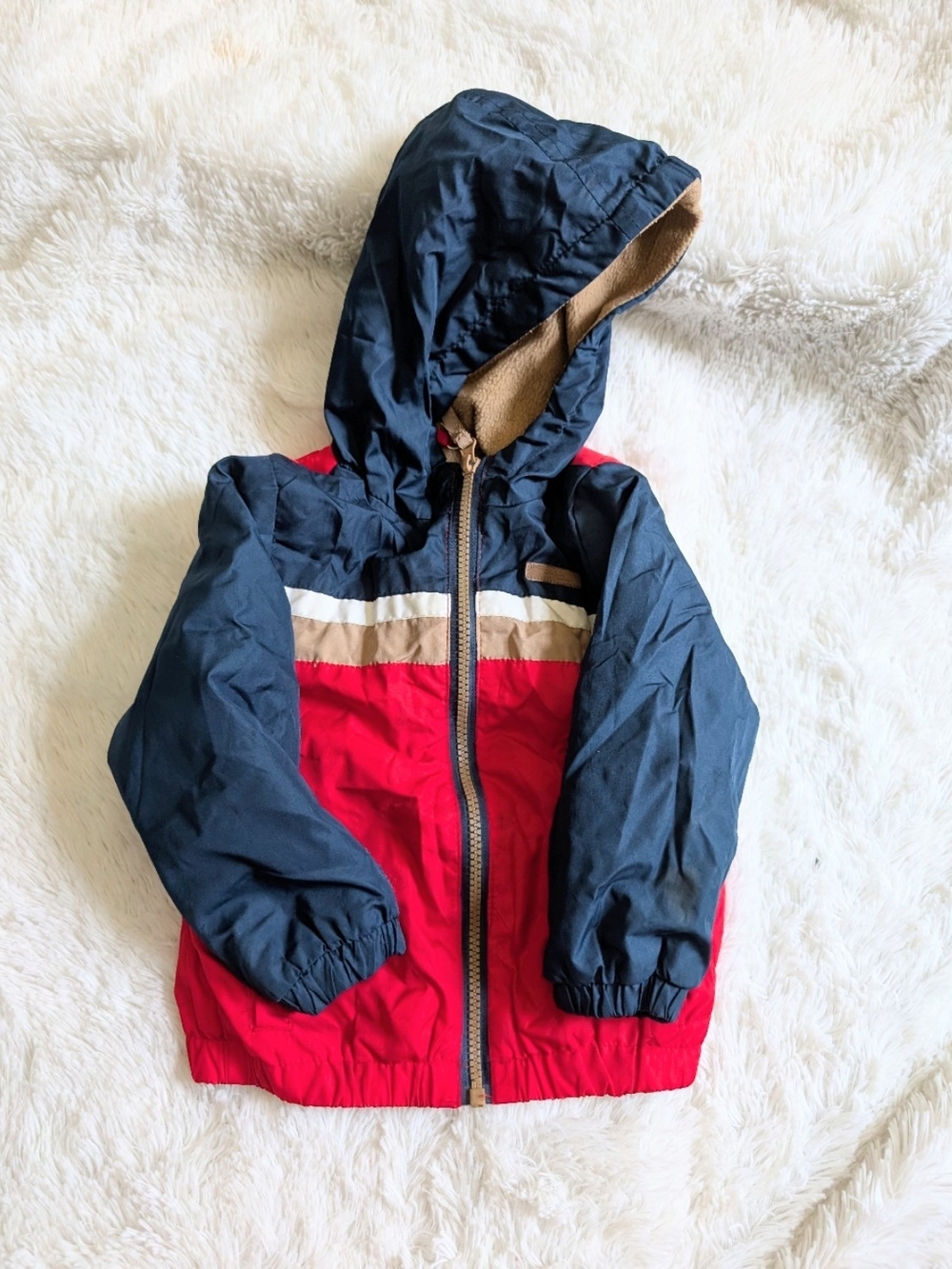 Ixtreme Red Blue Hooded Zipper Windbreaker Jacket Lined Jacket Size 24 Months